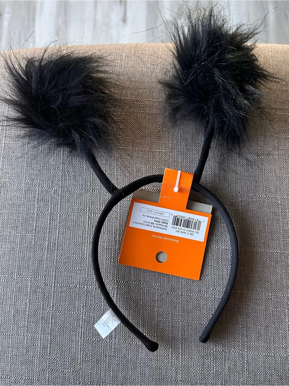 Kids Black Fuzzy Pom Pom Headband